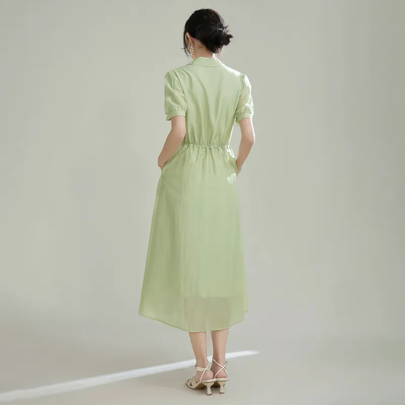 SMEN Short Sleeved Dresses Women's Green-1