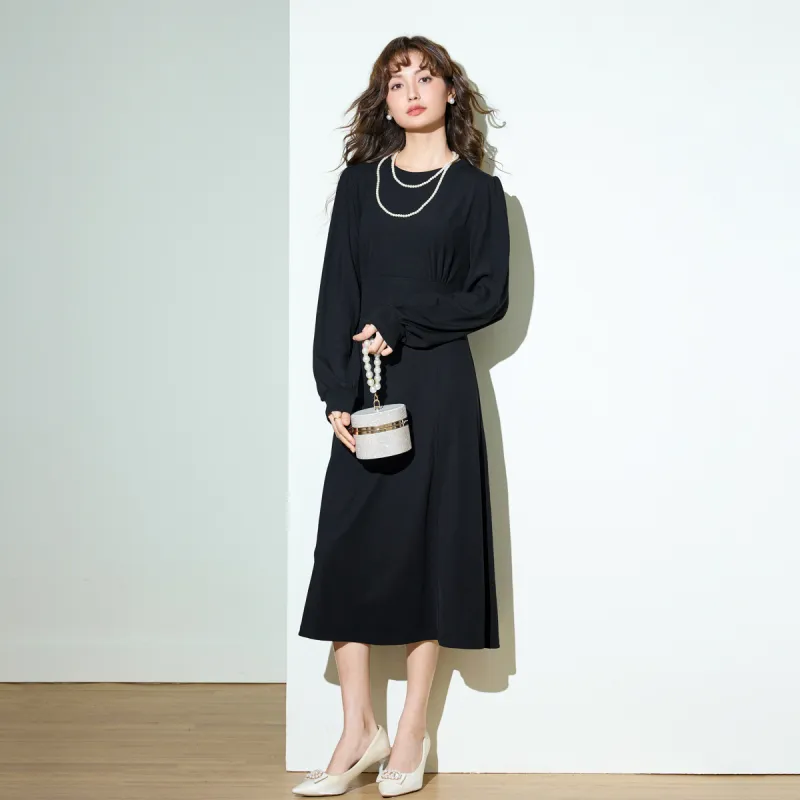SMEN Long Sleeved Dresses Women's Black-3