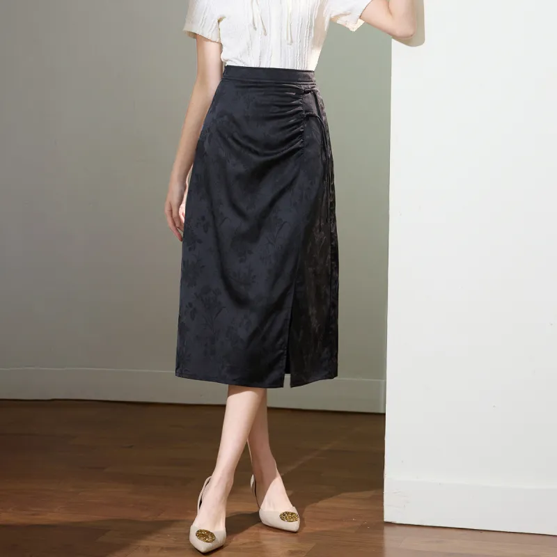 SMEN Casual Long Skirts Women's Black-4