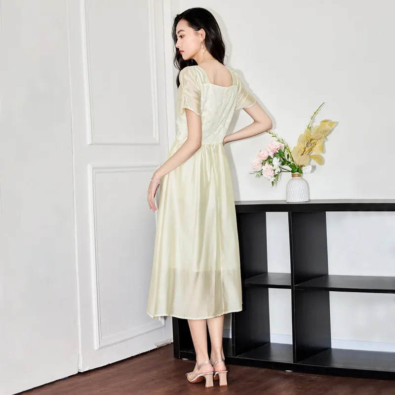 SMEN Short Sleeved Dresses Women's Beige-9