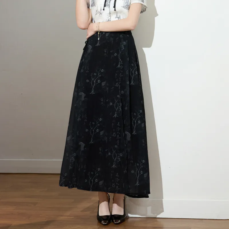 SMEN Casual Long Skirts Women's Black-2