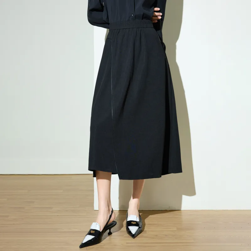 SMEN Casual Long Skirt Women's Black-4