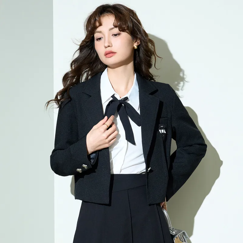 SMEN Cropped Coats Women's Black-9