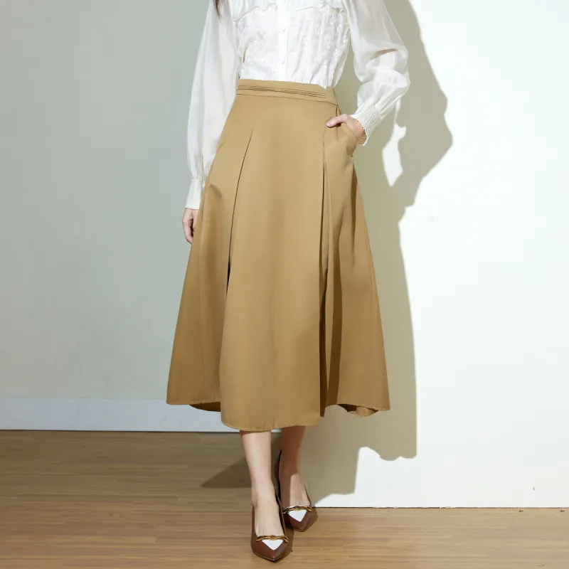 SMEN Casual Long Skirts Women's Khaki-1