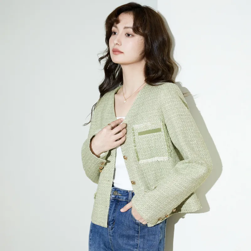 SMEN Cropped Coats Women's Green-4