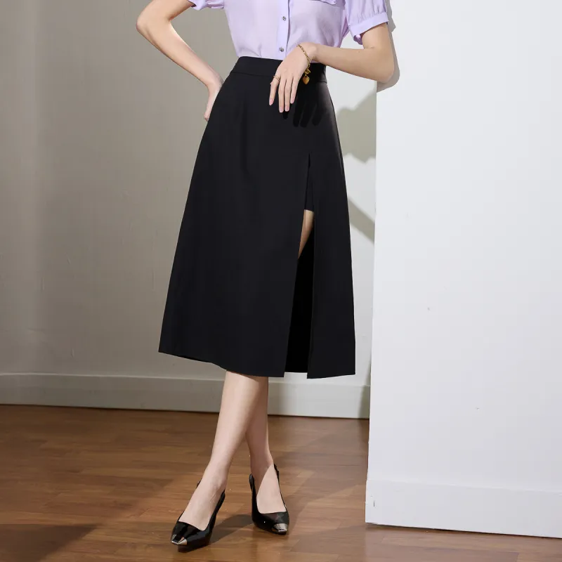 SMEN Casual Long Skirts Women's Black-2