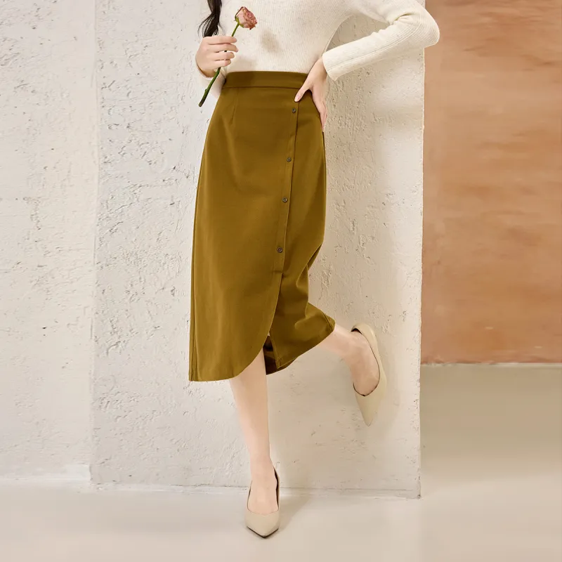 SMEN Casual Long Skirts Women's Tea Brown-4