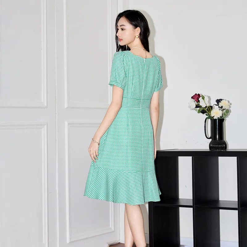 SMEN Short Sleeved Dresses Women's Green-8