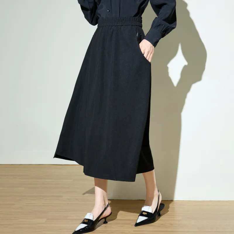 SMEN Casual Long Skirt Women's Black-2