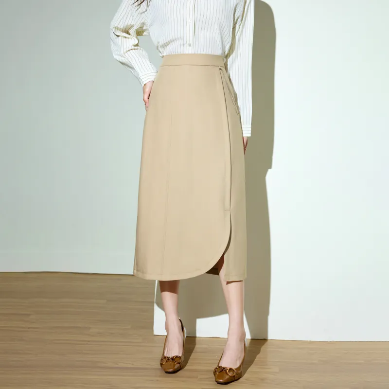 SMEN Casual Long Skirts Women's Khaki-0