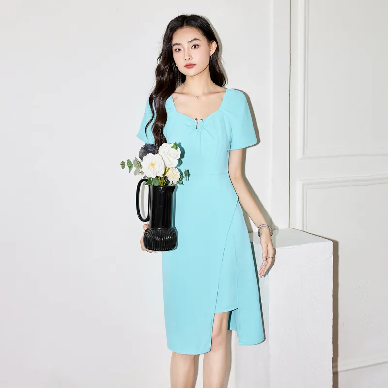 SMEN Short Sleeved Dress Women's Air Blue-4