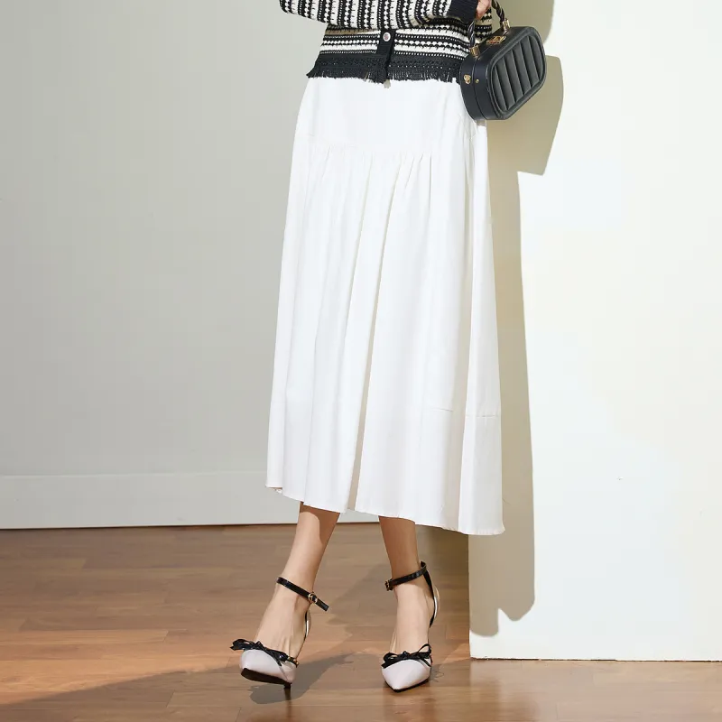 SMEN Casual Long Skirts Women's White-6