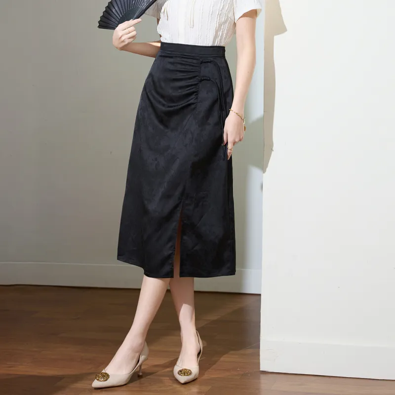 SMEN Casual Long Skirts Women's Black-5
