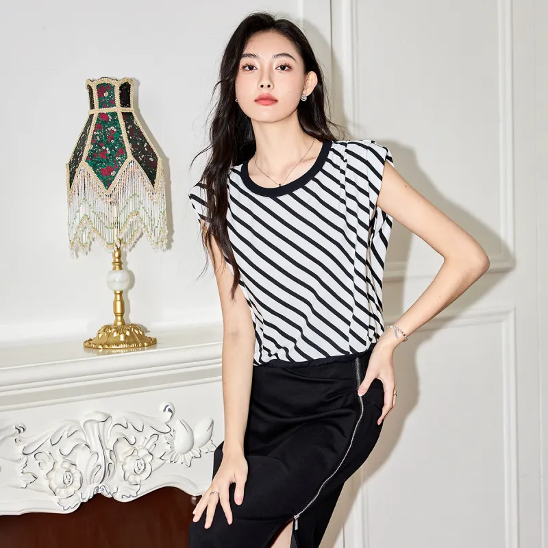 SMEN T Shirts Women's Stripes-4