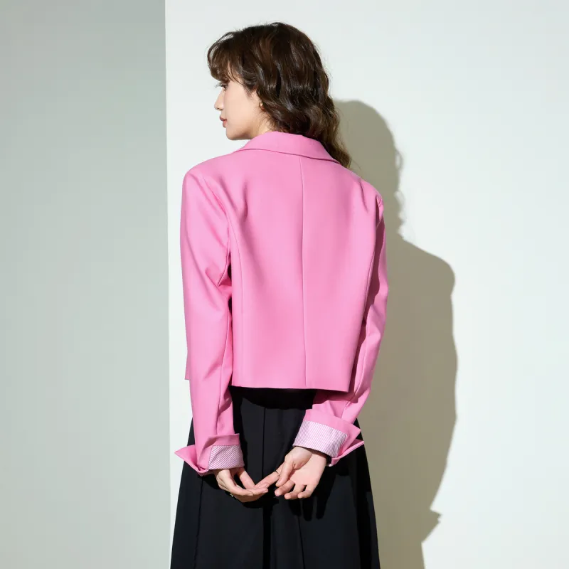 SMEN Cropped Coats Women's Raspberry Pink-6