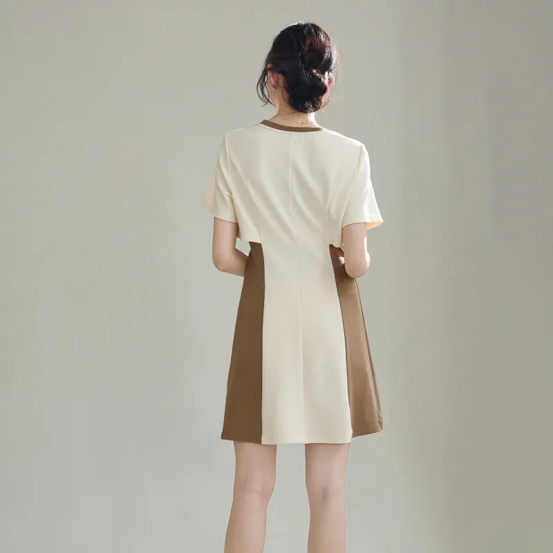 SMEN Short Sleeved Dress Women's Apricot-1