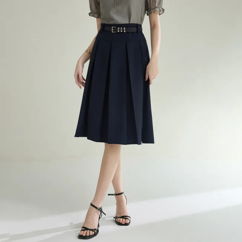 SMEN Casual Long Skirts Women's Navy Blue-3