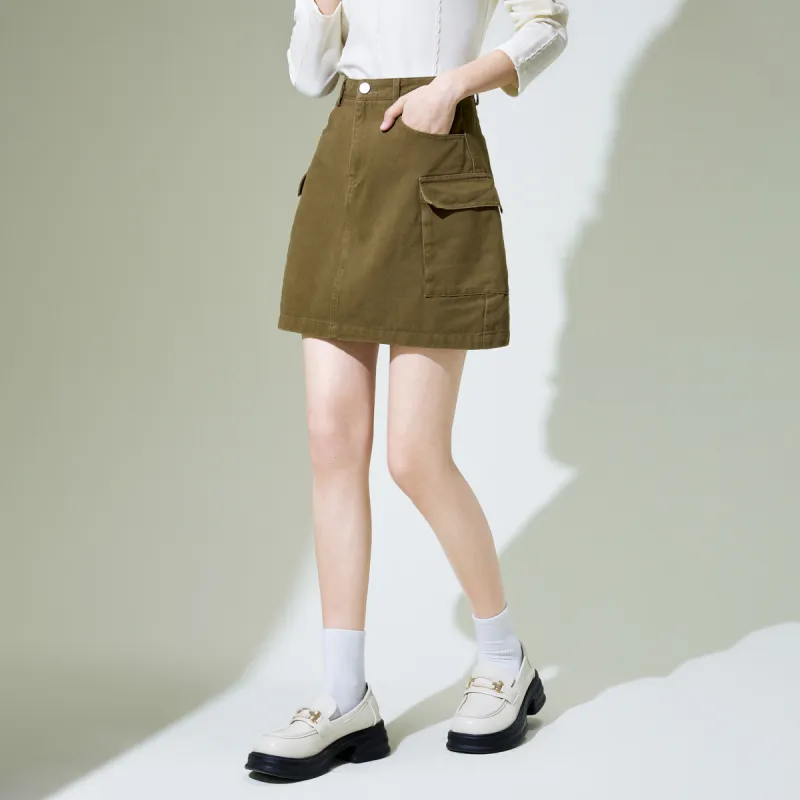 SMEN SS24 Denim Short Skirts Women's Coffee-3