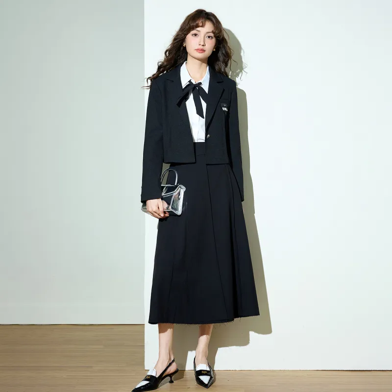 SMEN Cropped Coats Women's Black-8