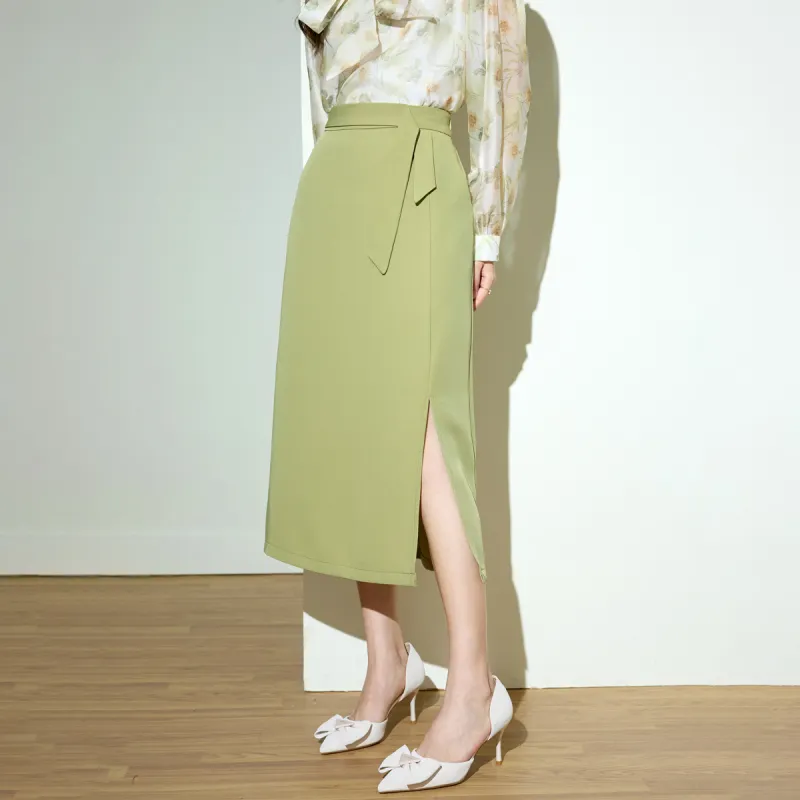 SMEN Casual Long Skirts Women's Green-4