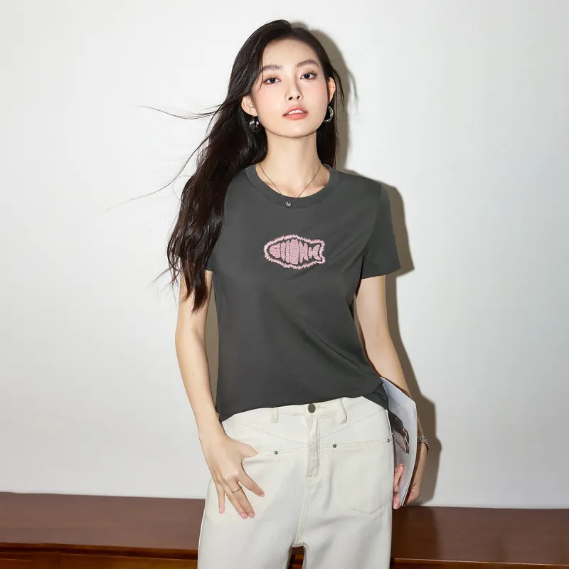 SMEN T Shirts Women's Gray-2