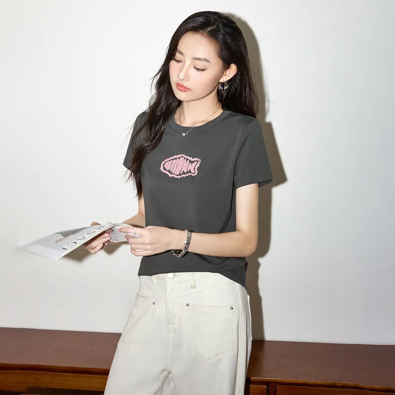 SMEN T Shirts Women's Gray-7