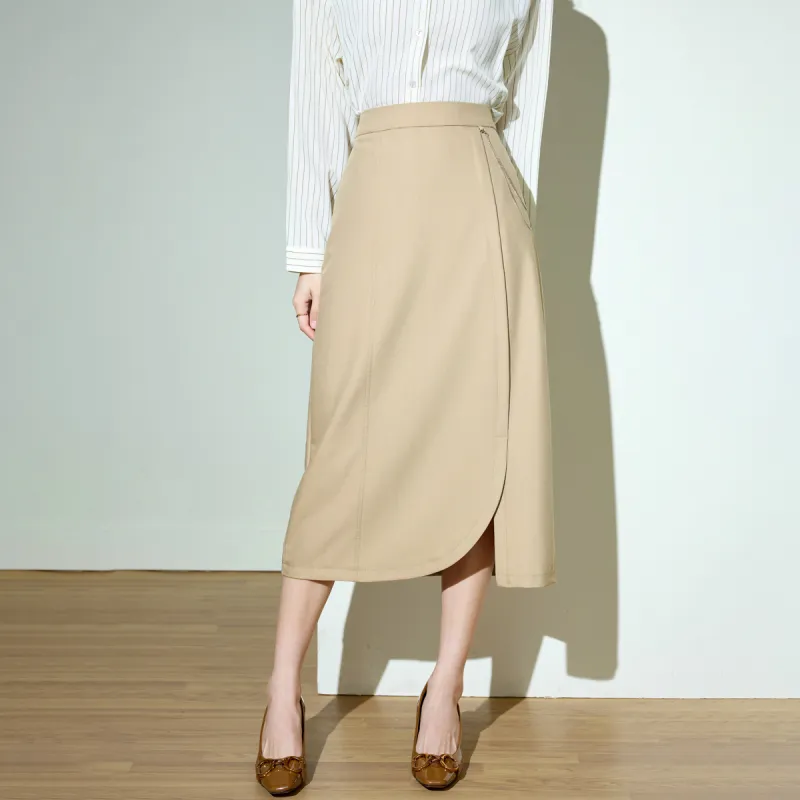 SMEN Casual Long Skirts Women's Khaki-3