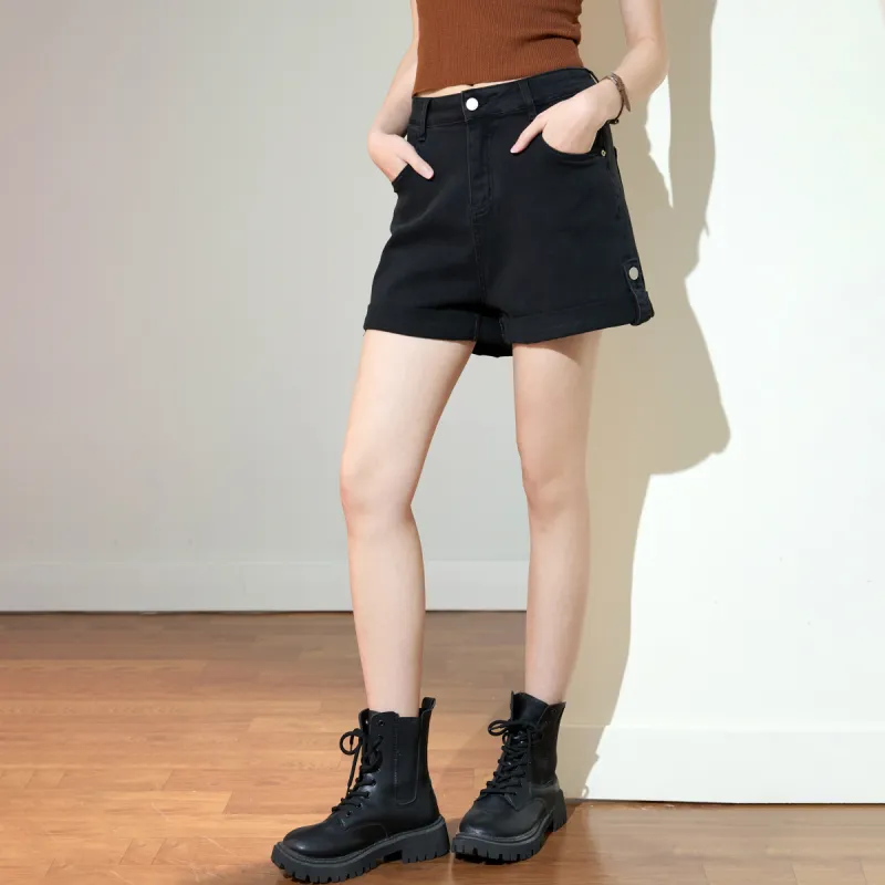 SMEN Denim Shorts Women's Black-4