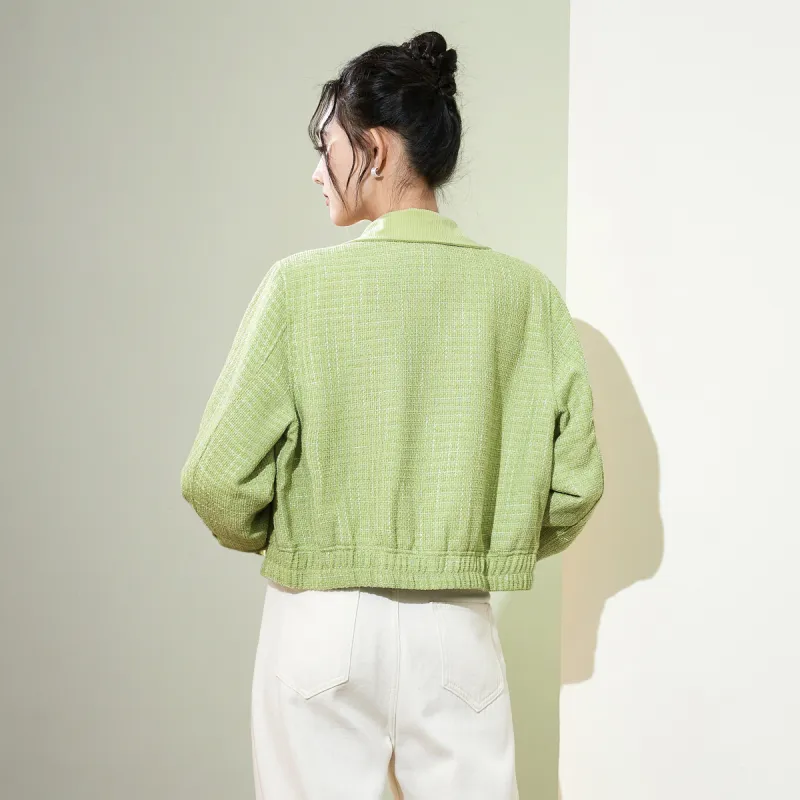 SMEN Cropped Coats Women's Light Green-5