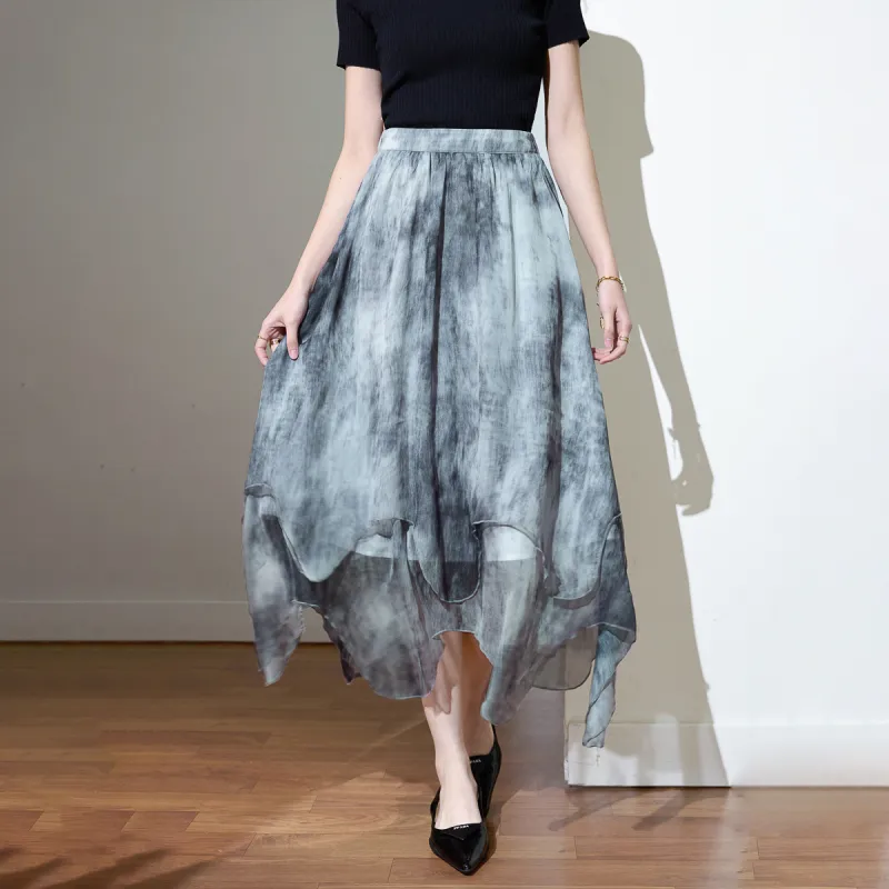 SMEN Casual Long Skirt Women's Gray-1