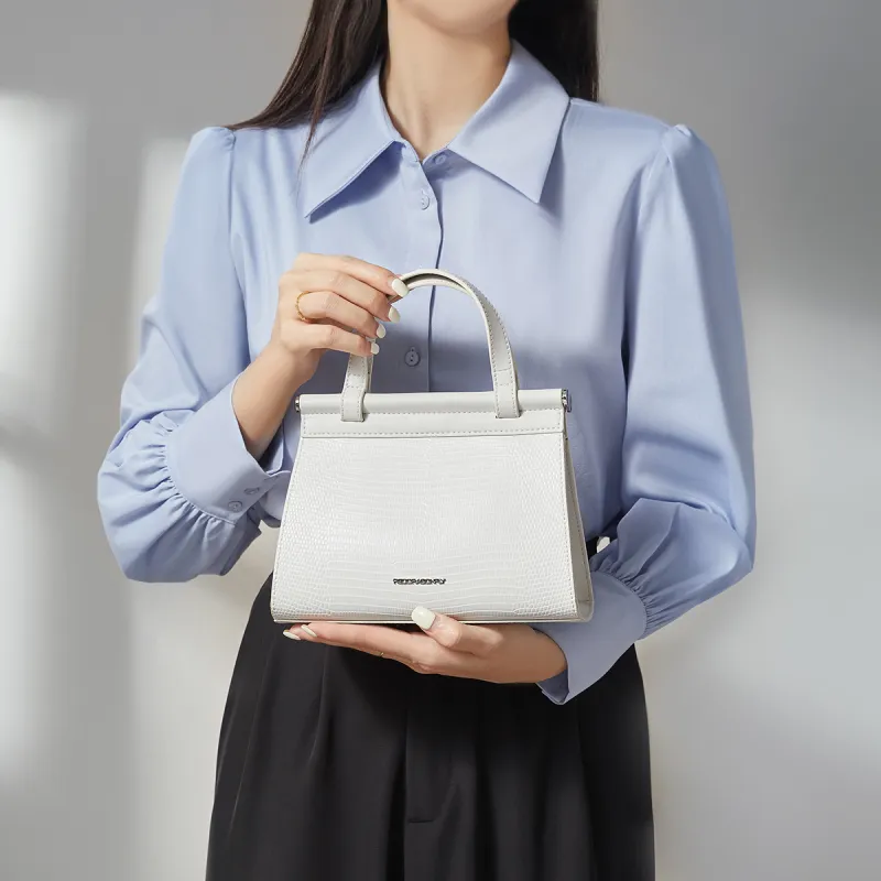 RED DRAGONFLY Cow Leather Handbag, Crossbody Bag Regular Women's White-4