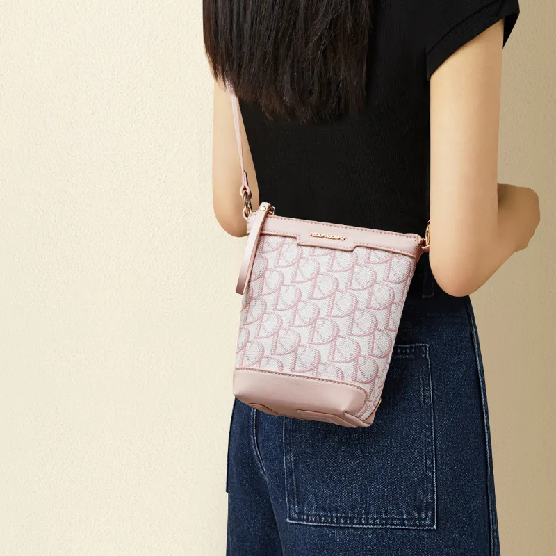 RED DRAGONFLY PVC Shoulder Bag, Crossbody Bag Women's Cherry Blossom Pink/Coffee-5