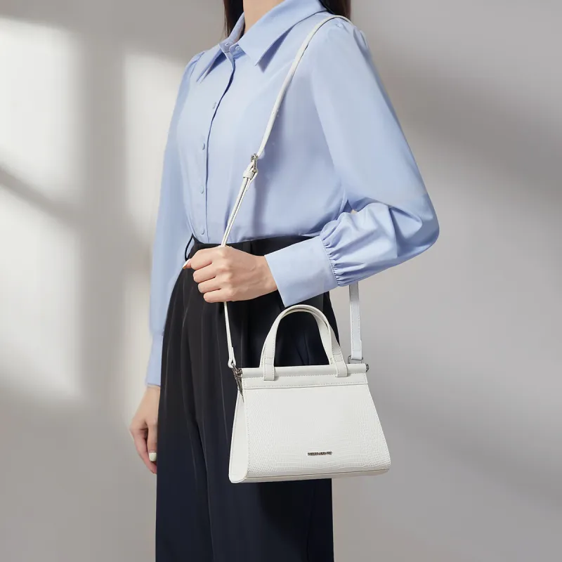 RED DRAGONFLY Cow Leather Handbag, Crossbody Bag Regular Women's White-5