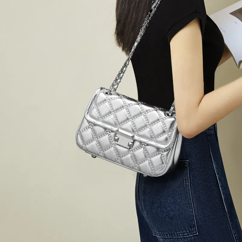 RED DRAGONFLY Cow Leather Crossbody Bags Shoulder Bags Regular Women's Silver/Ecru/Black-3