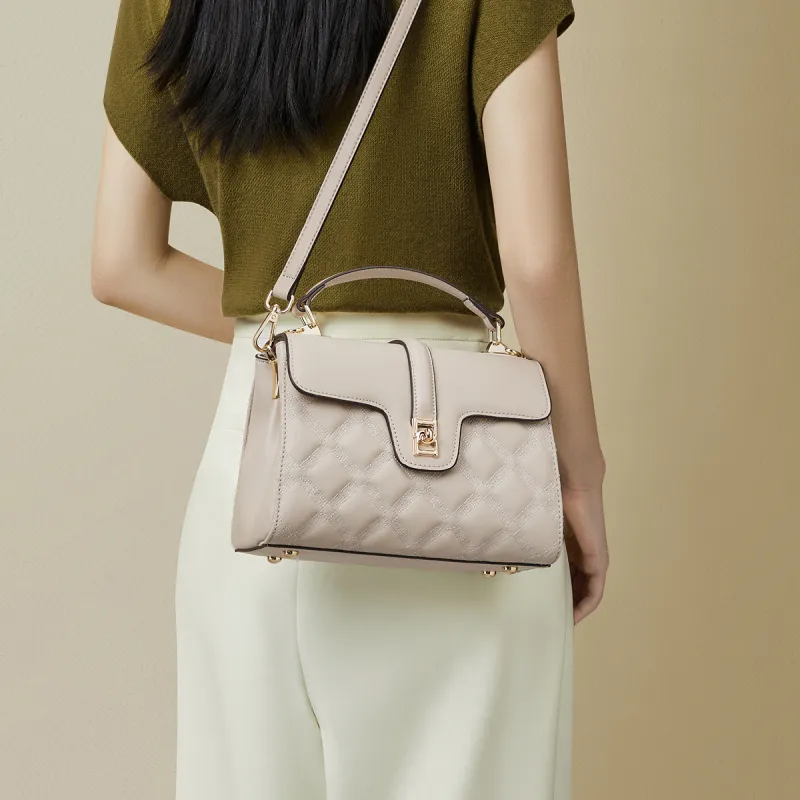 RED DRAGONFLY Split Cow Leather Crossbody Handbag Regular Women's Milk Tea-6