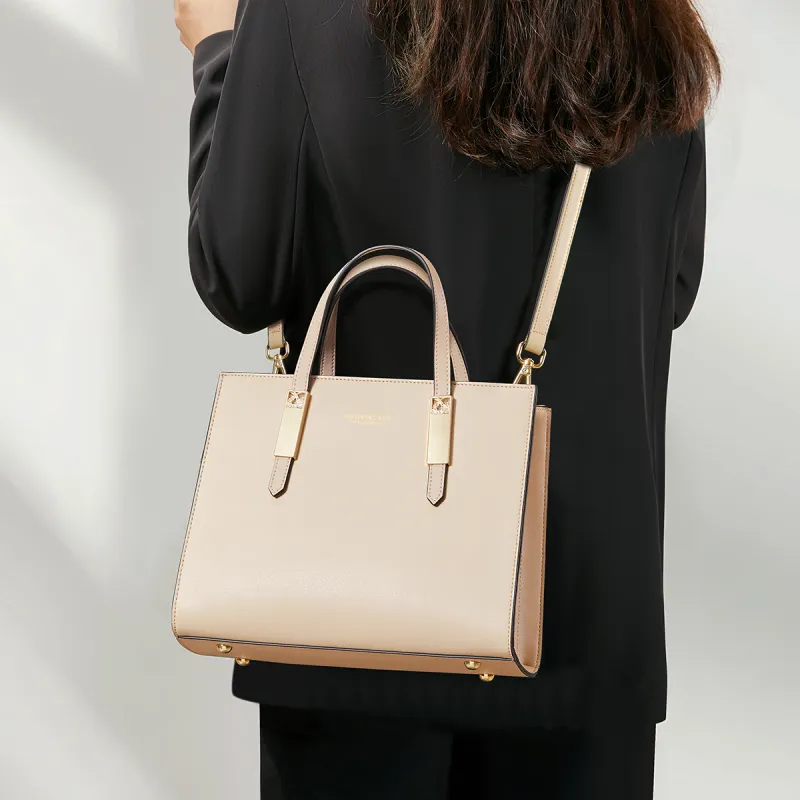 RED DRAGONFLY Cow Leather One Shoulder Handbag Medium Size Women's Light Apricot-7