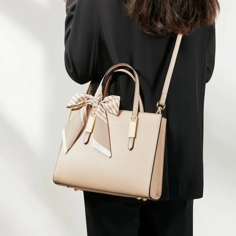 RED DRAGONFLY Cow Leather One Shoulder Handbag Medium Size Women's Light Apricot-5