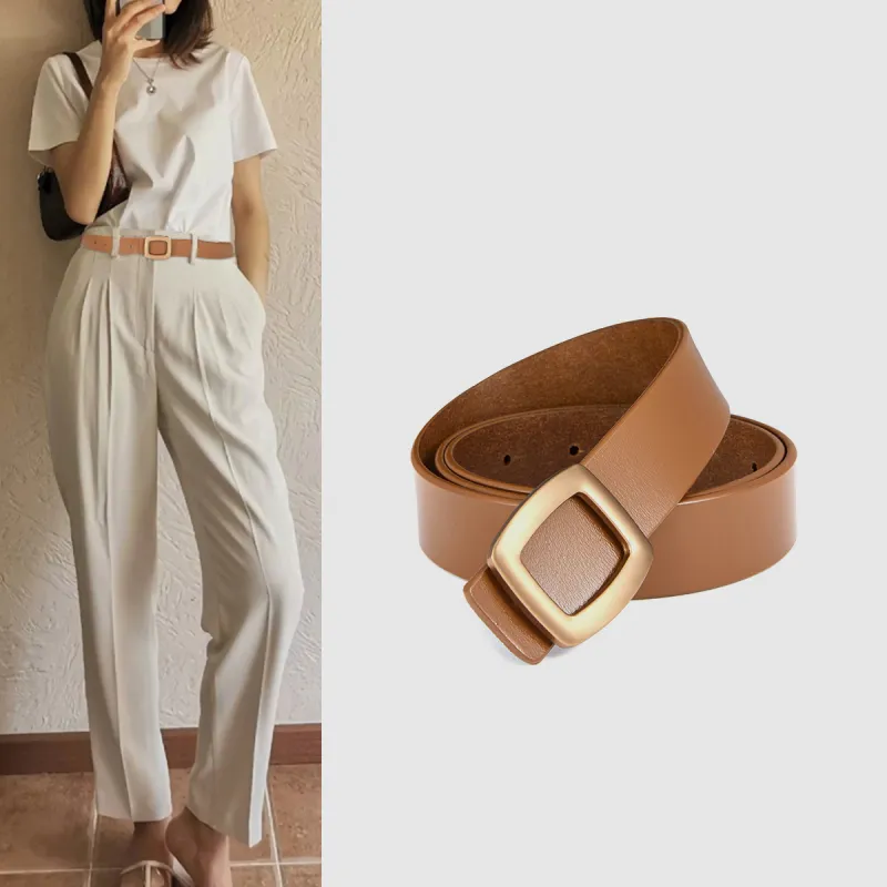 RED DRAGONFLY Versatile Instagram Style Trendy Fashion Smooth Buckle Belt Without Perforation Women's Width 2.8cm-8
