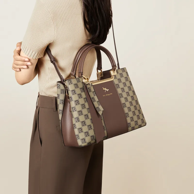 RED DRAGONFLY PVC Handbag Regular Unisex Coffee/Khaki-27