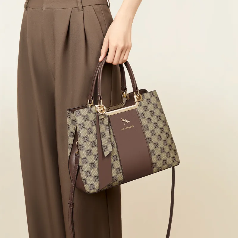 RED DRAGONFLY PVC Handbag Regular Unisex Coffee/Khaki-28