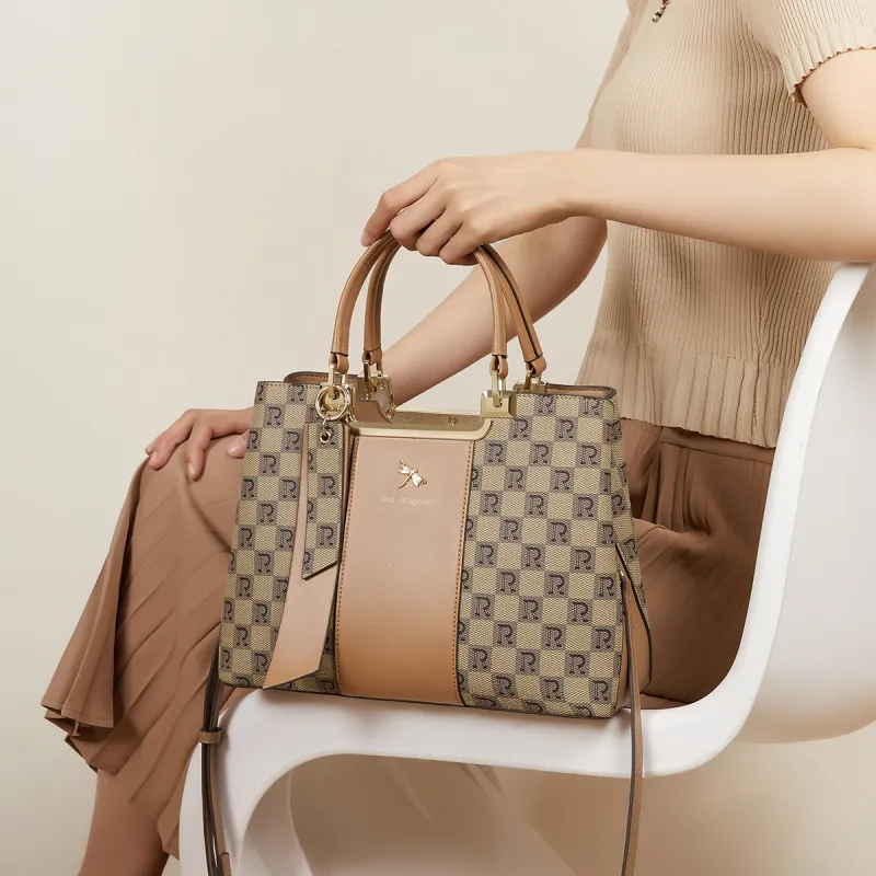 RED DRAGONFLY PVC Handbag Regular Unisex Coffee/Khaki-20