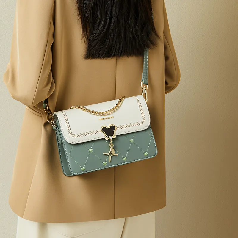 RED DRAGONFLY Cow Leather Handbag, Shoulder Bag, Crossbody Bag Women's Vitality Green-5