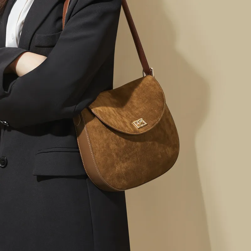 RED DRAGONFLY Cow Leather Crossbody Handbag, Shoulder Bag Regular Women's Caramel/Coffee-5