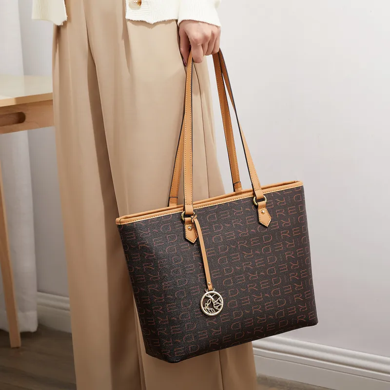RED DRAGONFLY PVC Tote Bag, Shopping Bag, Handbag, Shoulder Bag Women's Coffee-6