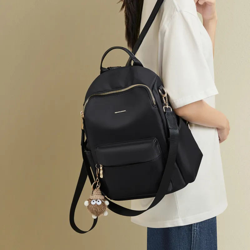 RED DRAGONFLY Fabric Backpack Regular Women's Black-4