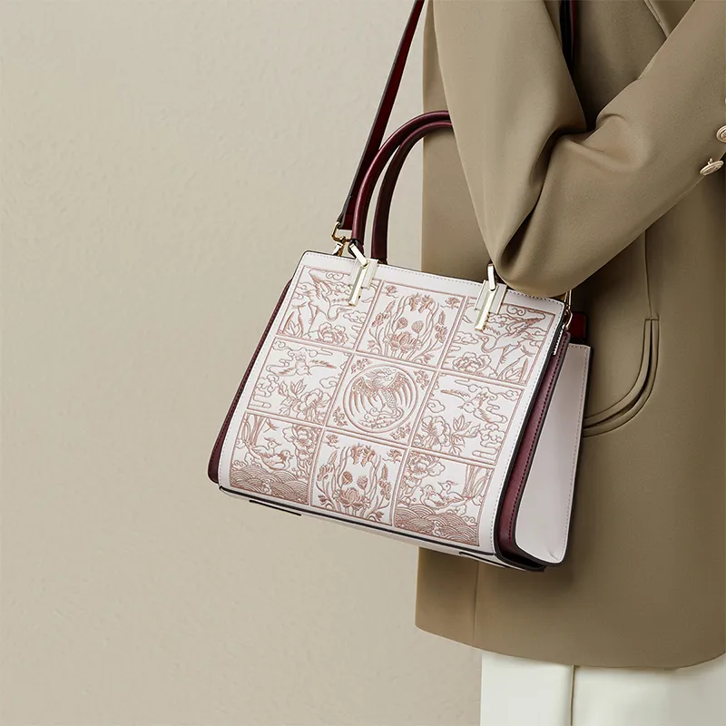 RED DRAGONFLY Cow Leather One Shoulder Handbag Women's Milk Tea-5