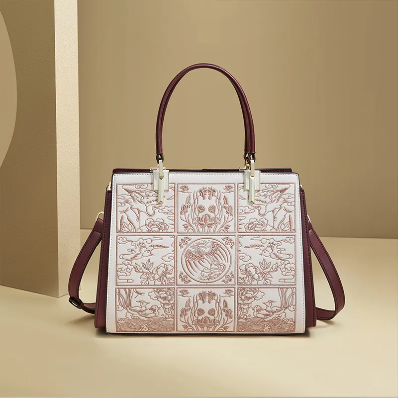RED DRAGONFLY Cow Leather One Shoulder Handbag Women's Milk Tea-6