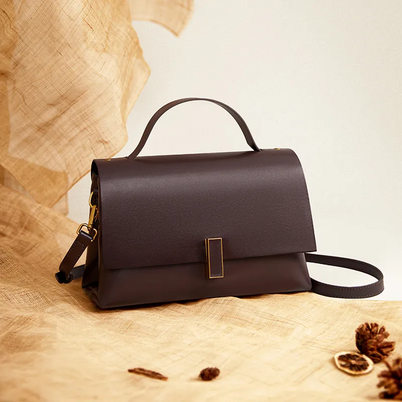 RED DRAGONFLY Cow Leather With Synthetic Leather Shoulder Bag, Crossbody Bag, Handbag Women's Mocha/Coffee-6
