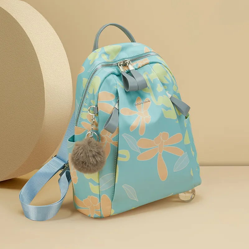 RED DRAGONFLY Fabric Backpack Regular Unisex Light Blue-7