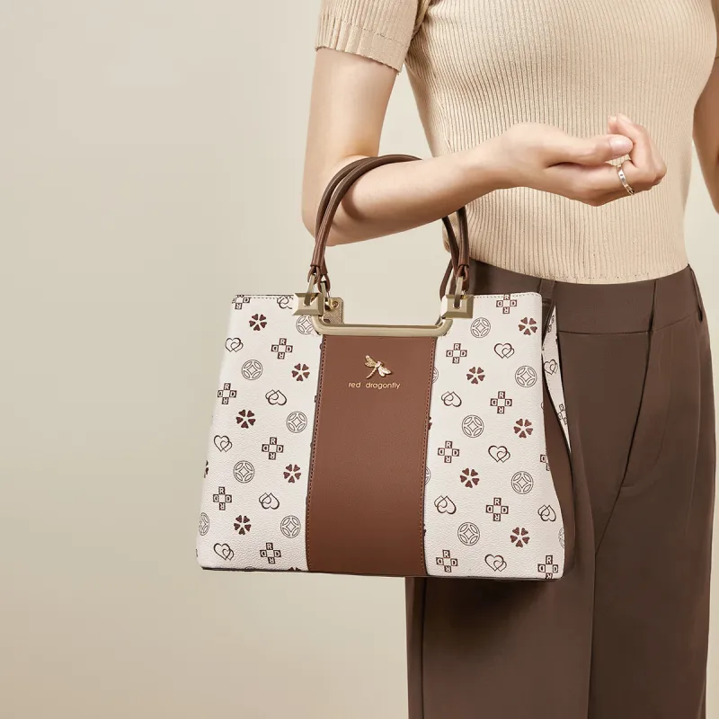 RED DRAGONFLY PVC Handbag Regular Unisex Coffee/Khaki-39